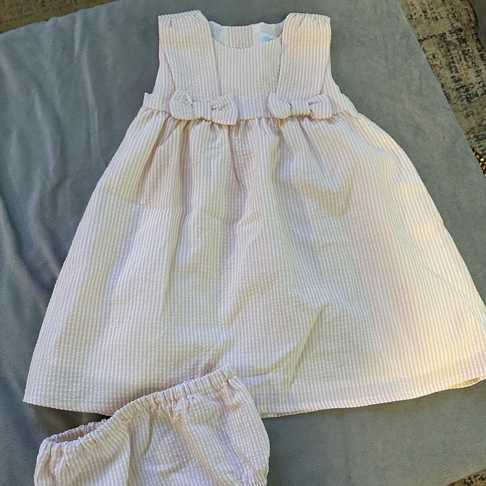 Seersucker lined dress with bloomers.